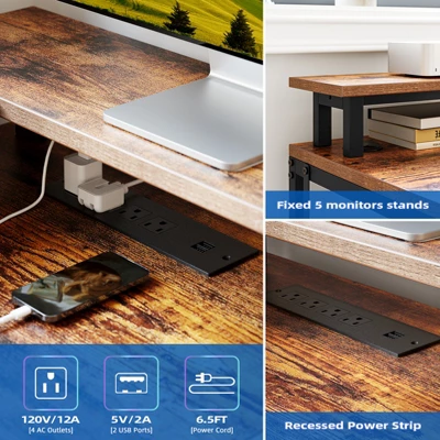 L Shaped Gaming Desk,68" Computer Desk, Home Office Desk With File Drawer, Corner Desk With Monitor Shelf And Hook, Two Person Desk 9 L Shaped Gaming Desk,68" Computer Desk, Home Office Desk With File Drawer, Corner Desk With Monitor Shelf And Hook, Two Person Desk - Image 7