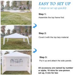 10 Ft. X 10 Ft. Gazebo Folding Waterproof Event Tent W/ 3 Sides Vent Easy Setup UV Protection Instant Canopy Outdoor Use -Homfan GUEST 815fb9d3 92c8 433a a3fd cc97ed3fc373