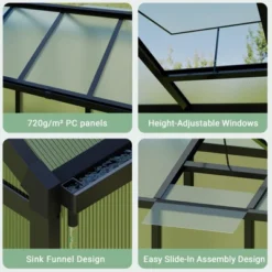 Greenhouses For Outside, Polycarbonate Greenhouse With Aluminum Frame, Lockable Door And Ajustable Roof Vent For Backyard, Green Houses For Outside 14 Greenhouses For Outside, Polycarbonate Greenhouse With Aluminum Frame, Lockable Door And Ajustable Roof Vent For Backyard, Green Houses For Outside -Homfan GUEST 82441916 74c8 4f43 873e 2fb482a0abb1