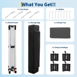 10x10 Pop Up Canopy Tent – Outdoor Tent With 3 Adjustable Heights, Easy Setup, Includes 4 Sandbags & Carrying Bag For Camping, Parties, Events -Homfan GUEST 83233a93 a78f 4b2f a555 04ce38aa82e8