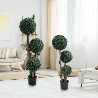 1pc Topiary Trees Artificial Outdoor, 35"/45" Milan Grass Ball Topiary Trees, Fake Greenery Tree With Planter Pot For Home, Office, Porch Decor 3 1pc Topiary Trees Artificial Outdoor, 35"/45" Milan Grass Ball Topiary Trees, Fake Greenery Tree With Planter Pot For Home, Office, Porch Decor