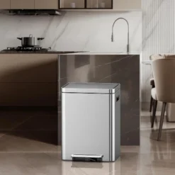 Gal Dual Compartment Trash Can - Stainless Steel W/ Soft-Close Lid, Removable Buckets - Hands-Free Kitchen/Office Bin 11 Gal Dual Compartment Trash Can - Stainless Steel W/ Soft-Close Lid, Removable Buckets - Hands-Free Kitchen/Office Bin -Homfan GUEST 8354258a 1a55 4816 ba4d e40fdab3092e