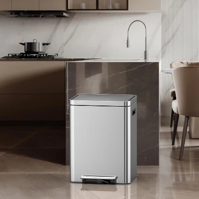 Gal Dual Compartment Trash Can - Stainless Steel W/ Soft-Close Lid, Removable Buckets - Hands-Free Kitchen/Office Bin 7 Gal Dual Compartment Trash Can - Stainless Steel W/ Soft-Close Lid, Removable Buckets - Hands-Free Kitchen/Office Bin - Image 5