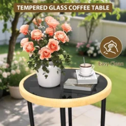 Bistro Set, All-Weather Wicker Patio Conversation Set, Outdoor Sectional Furniture Chairs With Coffee Table & Cushions -Homfan GUEST 83825253 3aeb 4397 a393 4c8f4a328f57