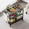 3-Tier Home Bar Cart, Bar Cart W/Wheels, Bar Cart, Two Portable Trays/Wine Rack/Industrial Serving Cart, For Kitchen, Living Room, Dining Room, Grey -Homfan GUEST 8519d647 99f8 4faa b636 fa95ef5cc08e