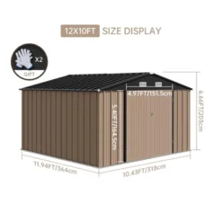 Outdoor Storage Shed With Updated Frame Structure & Lockable Door, Waterproof Practical Garden Patio Lawn Poolside Metal Tool Shed