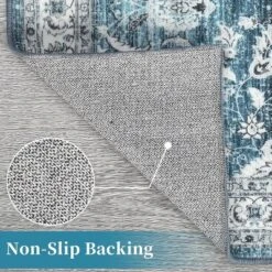 Vintage Floral Washable Runner Rug - Non-Slip Stain Resistant Kitchen & Bathroom Rug For Entrance, Laundry, Hallway, Bedroom -Homfan GUEST 87ca9c3b a99b 4d9a b794 8a4892789a26