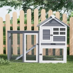 2-Tier Rabbit & Chicken Cage - Weatherproof, 4 Doors, Ramp, Pull-Out Tray For Pets -Homfan GUEST 87edf003 3f00 4c95 9dea 0c842c263e87