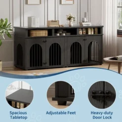 Double Dog Crate Furniture 71" Dog Kennel Furniture For 2 Medium Dogs, Heavy Duty Dogs Cage XL Dogs House W/3 Storage Shelves, Large Puppy Crates -Homfan GUEST 89302dfb 8bd4 4aa4 939b c4df8a4894e3