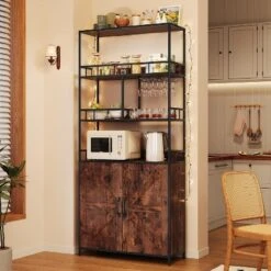 70.8" Bakers Rack With Wine Rack & Goblet Holder, 5-Tier Kitchen Stand With Storage Cabinet For Coffee & Dining Room -Homfan GUEST 89b21939 57c7 4579 bc95 20421d6d0249