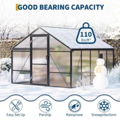 Large Walk In Greenhouses For Outdoors And Garden Planting, Polycarbonate Greenhouse W/Enhanced Aluminum Frame,w/Quick Setup Structure And Roof Vent -Homfan GUEST 8b561d97 a1c6 4371 9ef3 5dc0762c89e4