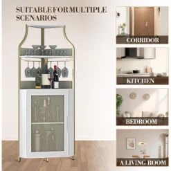 Homfan 5-Tier Corner Bar Cabinet With Lights, Adjustable Shelves & Glass Doors - Home Liquor Wine Display 13 Homfan 5-Tier Corner Bar Cabinet With Lights, Adjustable Shelves & Glass Doors - Home Liquor Wine Display -Homfan GUEST 8d2c6ec7 9b64 4a18 9e6f 1f1041a7abb4