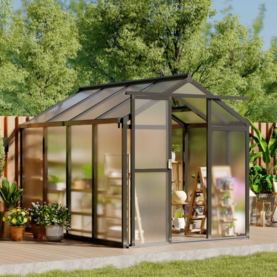 Greenhouses For Outside, Polycarbonate Greenhouse With Aluminum Frame, Lockable Door And Ajustable Roof Vent For Backyard, Green Houses For Outside 9 Greenhouses For Outside, Polycarbonate Greenhouse With Aluminum Frame, Lockable Door And Ajustable Roof Vent For Backyard, Green Houses For Outside - Image 7