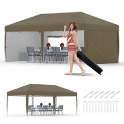 10x20 Pop Up Canopy Tent With 4 SideWalls, Heavy Duty Outdoor Canopy All Season Waterproof Commercial Street Vendors Party Tents With Roller Bag -Homfan GUEST 8e6c8209 6310 4efa 8d45 fa2ad6e22b76