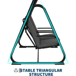 Homfan 2-Person Patio Swing Chair With Adjustable Canopy - Heavy Duty Outdoor Swing Glider With Removable Cushions, Dark Grey -Homfan GUEST 8f9392d2 420b 43d6 a888 49da08bdfb6a