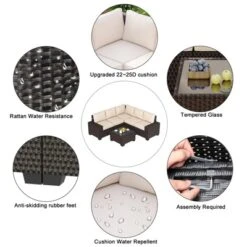 Homfan Patio Furniture Sets 6 Pieces Outdoor All-Weather Sectional Patio Sofa Set Rattan Weaving Wicker Patio Conversation Couch Set With Glass Table -Homfan GUEST 9011c0aa f57d 4f3c 98ee 193394646cca