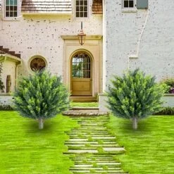 43.3 Inch Artificial Topiary Ball Tree With Spike,Artificial Cedar Tree For Home Decor, Indoor And Outdoor, Set Of 2 -Homfan GUEST 901a41ac 7bff 4261 97b5 927874916383