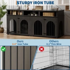 Double Dog Crate Furniture 71" Dog Kennel Furniture For 2 Medium Dogs, Heavy Duty Dogs Cage XL Dogs House W/3 Storage Shelves, Large Puppy Crates -Homfan GUEST 9090d948 479f 40f2 9e96 62190b0816c4