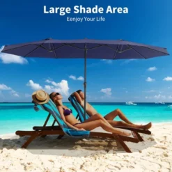 Outdoor Patio Umbrella, 15FT Double-Sided Rectangular Patio Umbrella, Oversized Outdoor Umbrella For Pool, Garden, Deck, Lawn, Market(No Base)