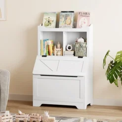 Kids Toy Storage Organizer, Kids Bookshelf And Toy Storage With Flip-Top Lid And Cubby, Wood Kids Bookcases Fit For Playroom, Children's Room, Bedroom -Homfan GUEST 935a5821 6817 489f 806a 61f6626a3a62