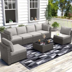 Homfan 7 Piece Outdoor Patio Furniture Set, PE Rattan Conversation Sofa Set, Wicker Patio Set W/Thick Cushions & Glass Top Coffee Table 26 Homfan 7 Piece Outdoor Patio Furniture Set, PE Rattan Conversation Sofa Set, Wicker Patio Set W/Thick Cushions & Glass Top Coffee Table -Homfan GUEST 940e95fe 49d1 45a6 83c3 4f7e6909933d