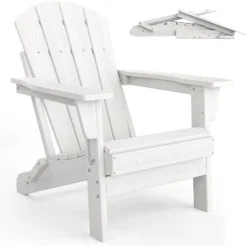 Homfan Folding Adirondack Chair, HDPE Outdoor All-Weather Fire Pit Chairs, Outdoor Wooden Lounge Chair, Modern Lounger Adirondack Chairs -Homfan GUEST 94e4b8ff 5ed8 4612 b32a e7177a18708d