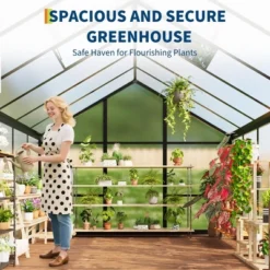 Large Walk In Greenhouses For Outdoors And Garden Planting, Polycarbonate Greenhouse W/Enhanced Aluminum Frame,w/Quick Setup Structure And Roof Vent -Homfan GUEST 95ca3cfd 0d9b 4d4e a1f1 f3a104c477bb