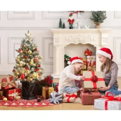 3 Ft Prelit Artificial Christmas Tree, Potted Fake Snow Flocked Christmas Tree With 78 LED Lights, Small Tabletop Battery-Powered Lighted Xmas Tree -Homfan GUEST 965924c4 a9d3 4265 8df7 cc37f55cbcc3