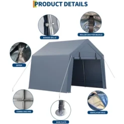 Outdoor Storage Shed, Portable Carport W/Roll-up Ventilated Zipper Door&Windows,Heavy Duty Waterproof Tarp,Storage Sheds For Motorcycle,Bike,Firewood -Homfan GUEST 98ae096b 0d7a 4a5b afbd 2bc7d52c65a4