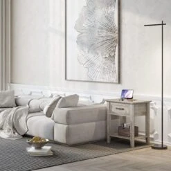 Homfan Nightstands, End Table With Drawer, Side Table For Living Room, 2 Tiers Storage Shelves Bedside Table For Study Room, Bedroom, Dorm -Homfan GUEST 98fbef30 d658 4356 8a1b e97b4f798556