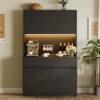 70" Farmhouse Pantry Cabinet With Charging Station & Microwave Stand - Kitchen Storage With Drawers For Living Room, Dining Room -Homfan GUEST 9a6799b5 67d3 4723 b02b a8e3f0f68566