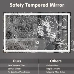 60x36 Inches LED Bathroom Mirror, Dimmable Lighted Vanity Mirror, Front And Backlit, 3 Colors, Memory, Anti-Fog Shatter-Proof Light Up Wall Mirror -Homfan GUEST 9b61a0c9 6a9d 4863 a085 cd397384fd7d