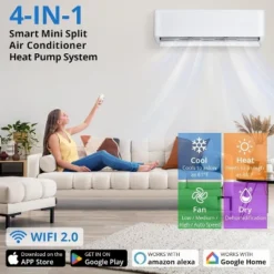 18K BTU Mini Split AC/Heat Pump - 23 SEER2, Cools/Heats 1,250 Sq.Ft, 208V/230V, WiFi Alexa, Easy Install Kit - R45 Series -Homfan GUEST 9be426c3 780b 47b4 a227 95ff68839604 1