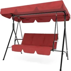 Homfan Outdoor Porch Swing Chair With Adjustable Canopy For Adults Glider Bench With Thickened Cushions Outside Patio Swing For Backyard Lawn Garden -Homfan GUEST 9c035b45 4800 4a48 b326 1bb342ac896c