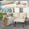 3-Piece Rattan Patio Set, L-Shaped Wicker Sectional With Cushions & Coffee Table, All-Weather Outdoor Sofa For Deck, Pool Or Backyard 1 3-Piece Rattan Patio Set, L-Shaped Wicker Sectional With Cushions & Coffee Table, All-Weather Outdoor Sofa For Deck, Pool Or Backyard -Homfan GUEST 9cc09949 9d55 44c6 926d d6c03eb7368d