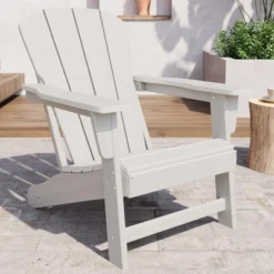 Homfan Modern HDPE Plastic Adirondack Chair - Poly Lumber Weather Resistant Firepit Chair - With Wooden Textured -Homfan GUEST 9d613da9 7445 4707 9462 3e0bc6bde9a7