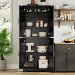 70 Inch Tall Kitchen Pantry Cabinet, Freestanding Storage Cabinet With 4 Doors And Adjustable Shelves, For Dining Room, Bathroom, Living Room -Homfan GUEST 9ddc3922 f039 47d3 830c 5f4ca228bebf