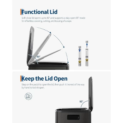 Double Compartment Kitchen Trash Can, Rectangular Trash Can With Removable Inner Bucket, Suitable For Restaurants And Hotels 4 Double Compartment Kitchen Trash Can, Rectangular Trash Can With Removable Inner Bucket, Suitable For Restaurants And Hotels - Image 2