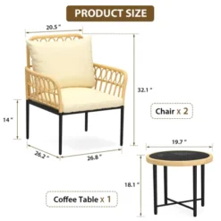 Bistro Set, All-Weather Wicker Patio Conversation Set, Outdoor Sectional Furniture Chairs With Coffee Table & Cushions -Homfan GUEST 9f8125ed 3f72 4f81 a7bb 2b6f8641edb0