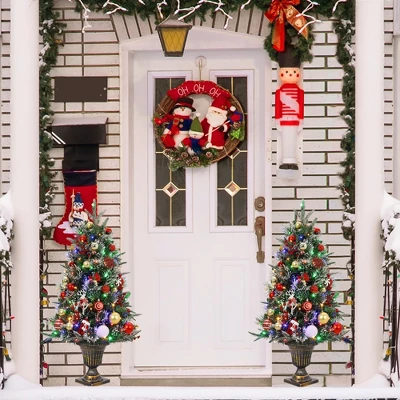 3ft Pre-Lit Snow Flocked Artificial Christmas Tree With 70 LED Lights, Battery Timer, Potted Base 3 3ft Pre-Lit Snow Flocked Artificial Christmas Tree With 70 LED Lights, Battery Timer, Potted Base