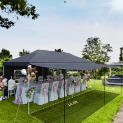 10x20 Pop Up Canopy Tent, Commercial Heavy Duty Canopy Tents For Parties With Roller Bag, 10x20 Tents With 6 Removable Sidewalls, 6 Sand Bags