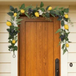 6 FT Artificial Lemon Garland – Summer & Spring Fake Fruit Garland With Lemons, Blueberries, Greenery & White Flowers, Faux Vine For Door -Homfan GUEST a01e46f3 4ea4 4cbb 873f a48d2a336247