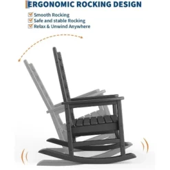 Homfan Outdoor Adirondack Rocking Chair, All Weather HDPE Fire Pit Chair With Wide Back, Outdoor Lounger Rocking Fire Pit Chair -Homfan GUEST a3d6474b f252 4ceb 8755 15c1d935d16e