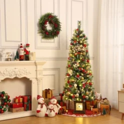 6FT Potted Christmas Tree With 140 Warm LED Lights – Artificial Outdoor Decor For Front Door, Porch, Includes Light Box, Pencil Tree -Homfan GUEST a3d85843 740e 4186 bc31 4ed54a9d316b