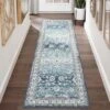 Vintage Floral Washable Runner Rug - Non-Slip Stain Resistant Kitchen & Bathroom Rug For Entrance, Laundry, Hallway, Bedroom -Homfan GUEST a4120af1 e24b 4163 9f84 e34bf505ab44