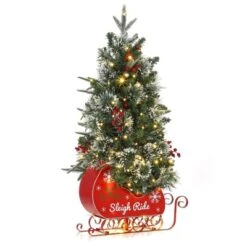 Homfan Pre-installed Lighted Christmas Tree, Snowflake Christmas Tree, Sleigh Base, Artificial Christmas Tree For Home Decoration -Homfan GUEST a5649471 ebf7 499c bd0f f0a6b1d51836