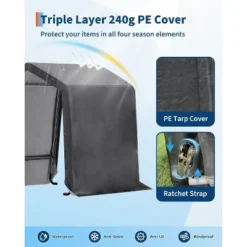 Outdoor Portable Storage Shed W/Roll-Up Door&Vent,Shelter Waterproof PE Tarp,UV-Resistant Storage Sheds For Motorcycle,Firewood,Tools -Homfan GUEST a5b47769 e4e1 46a7 b442 e5f16432a335