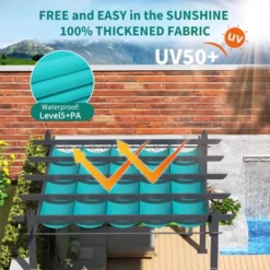 Aluminum Pergola With Adjustable Canopy, Outdoor Metal Gazebo With Reinforced Frame, Waterproof Sun Shade For Patio, Backyard, Garden -Homfan GUEST a6ec08eb 8c13 429e a4ce 1c4eaf0dba52