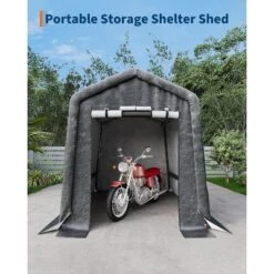 Outdoor Portable Storage Shed W/Roll-Up Door&Vent,Shelter Waterproof PE Tarp,UV-Resistant Storage Sheds For Motorcycle,Firewood,Tools