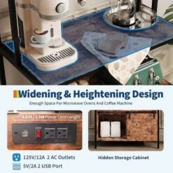 Industrial 6-Tier Bakers Rack With Power Outlet, 63" Coffee Bar & Microwave Stand With Storage Cabinet For Kitchen -Homfan GUEST a99ad75f b7b9 4f9e 9034 d3cc01c1f9d7